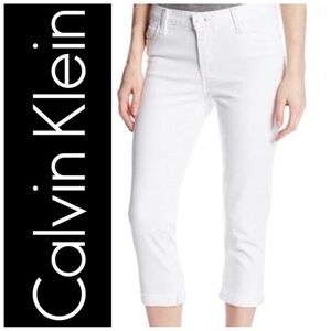 Calvin Klein Jeans, sz 14 skinny crop pants, lightweight, bright white, GUC